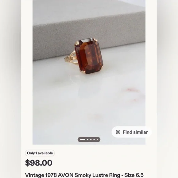 Vintage 1978 Avon Smokey Topaz Cocktail Ring - Picture 7 of 7